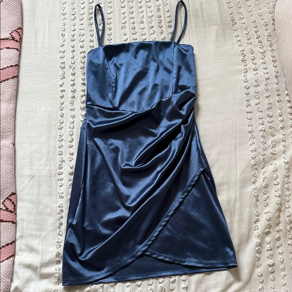 Elegant Blue Satin Dress